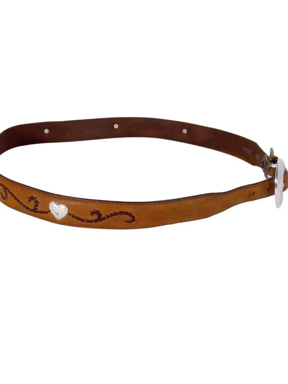 TONY LAMA Silver Hearts Concho Western Belt 7599L Size 36 - Picture 4 of 6